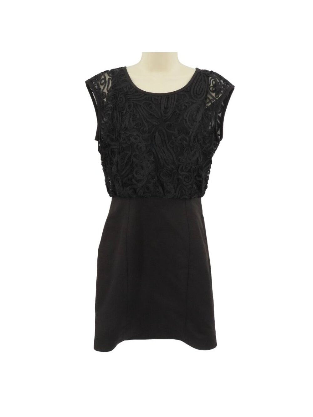 Andrew Marc New York Women 8 Black Ribbon Swirl Sleeveless Sheath Dress Cocktail